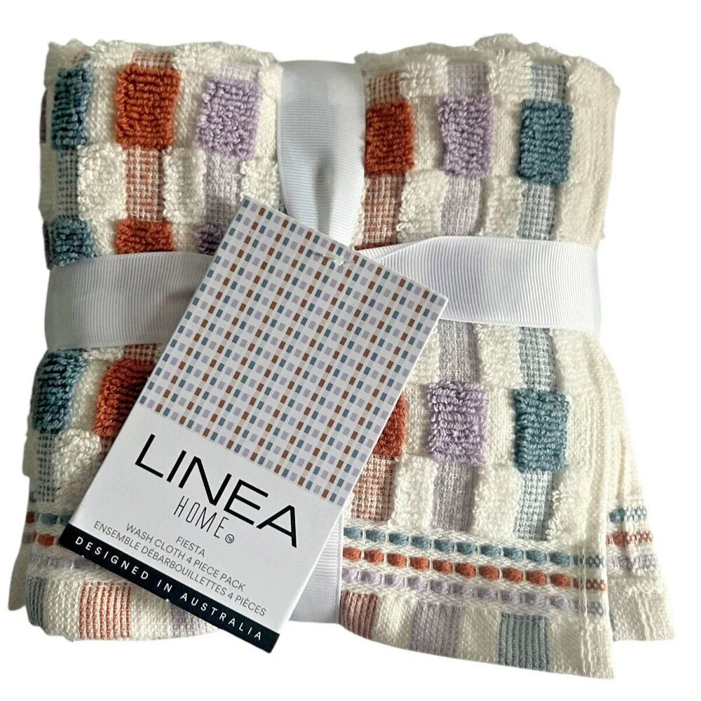 Linea Home Fiesta Cotton Washcloths Facecloths 13x13